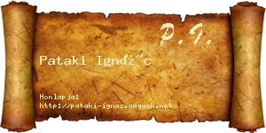 Pataki Ignác névjegykártya
